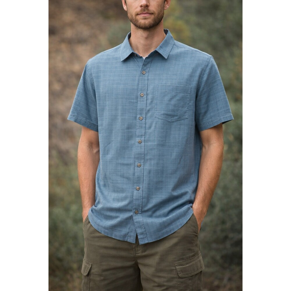 Royal Robbins Short Sleeve Button Up Shirt Mens Small Blue Modal Relaxed Fit - Picture 2 of 12